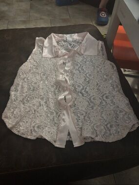 Cinema Etoile Blouse Womens Medium Sheer Lace Vintage Whimsy Intimate Pink Sexy